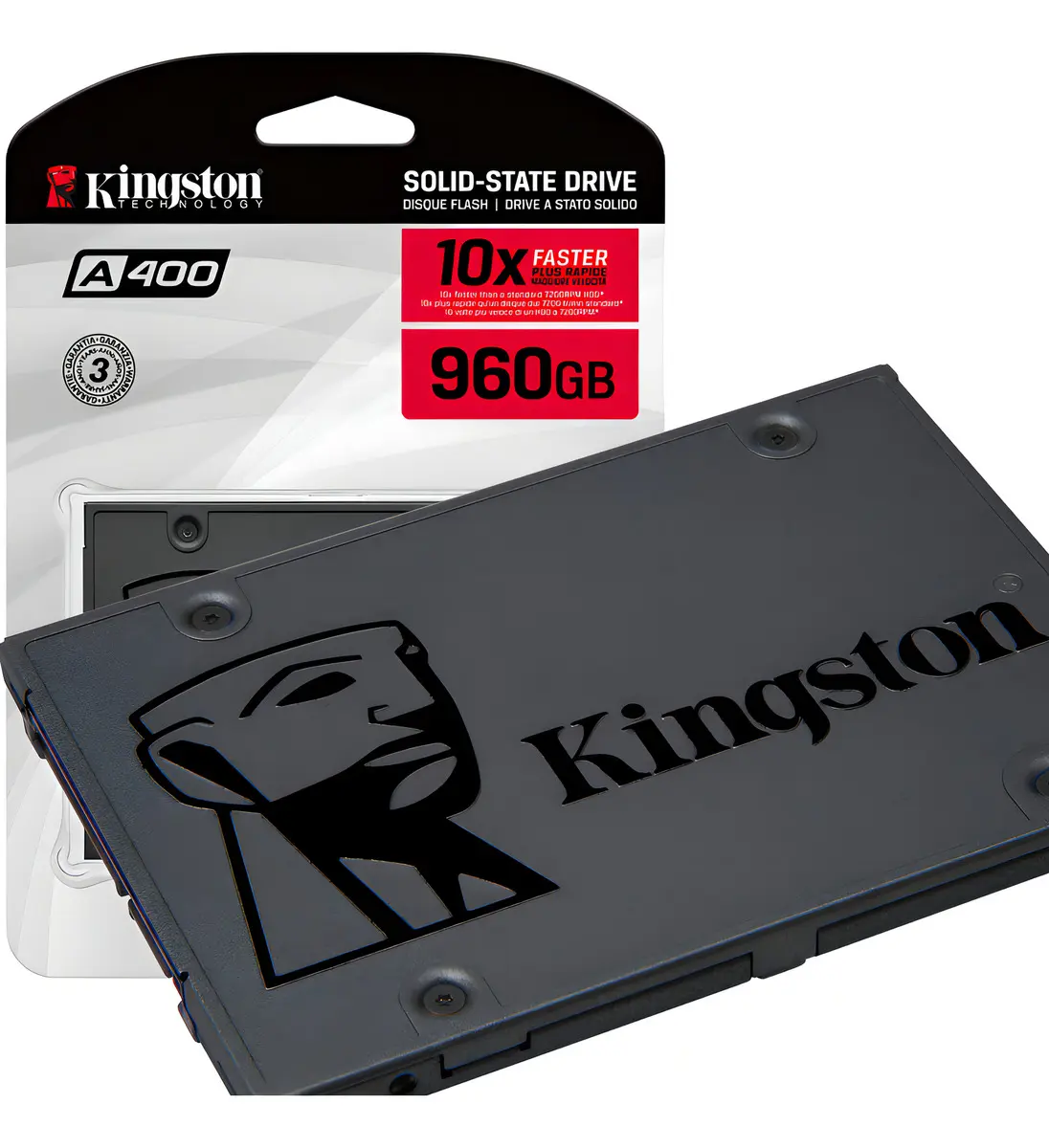 SSD Sata 3.0 960GB Interno Kingston A400 SA400S37/960G Até 500mb/s e Gravação Até 450Mb/s Cor Preto